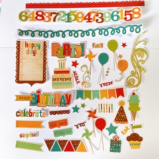 Die cut - Sticker Birthday vintage trang trí love box, scrapbook, khung ảnh 3D