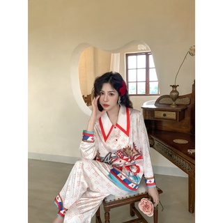 Đồ bộ ngủ Pyjama lụa tơ tay dài quần dài pattern a
