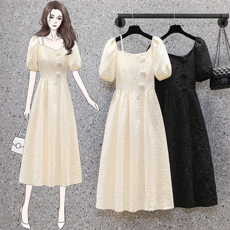 R91533 Đầm xoè nữ hè ngắn tay cho người mập hàng nhập