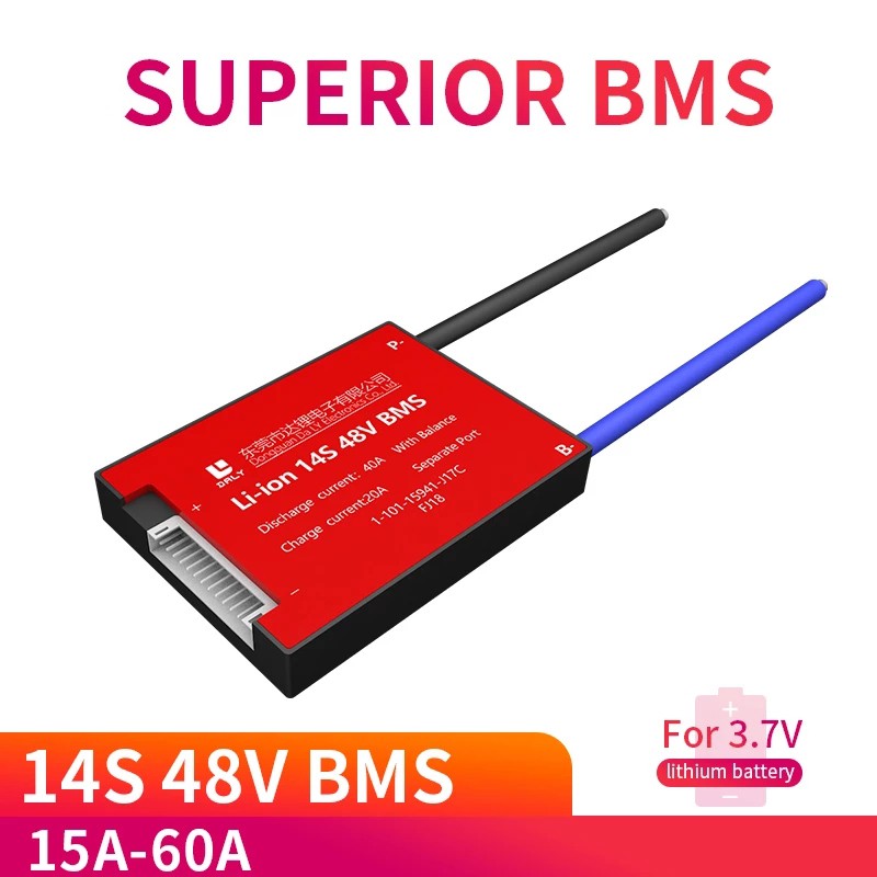 Bảng bảo vệ pin 3.7V Li-ion 14S 48V 20A 30A 40A 60A 18650 PCM BMS PCM với mô-đun pin lithium ion lithiu cân bằng