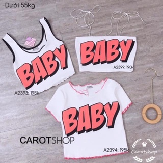 ÁO THUN GÂN BA LỖ CROPTOP IN CHẤT CO GIÃN