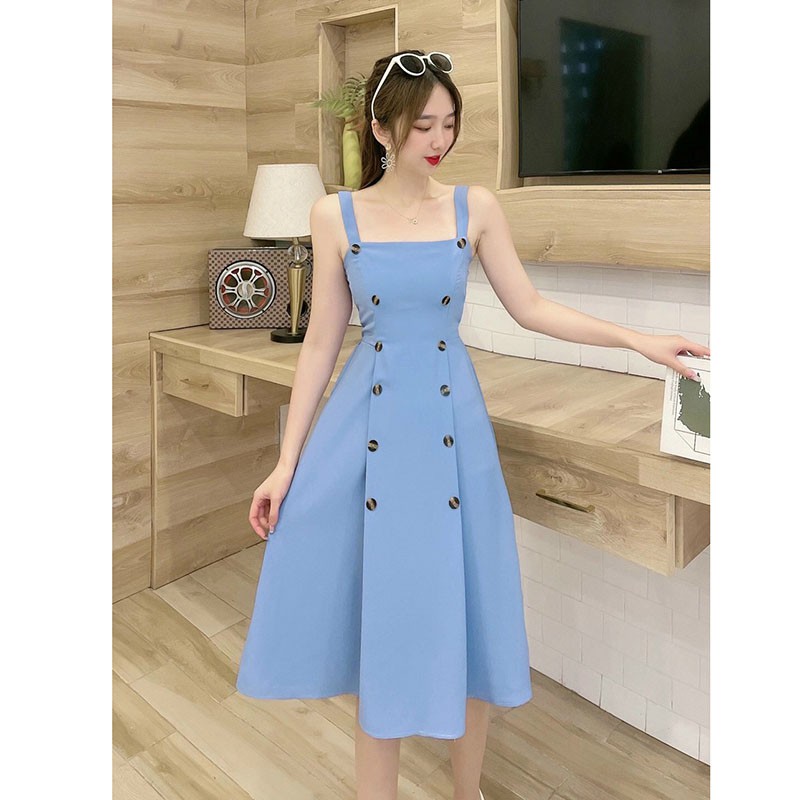 Váy Yếm Lụa Hàng Quảng Châu Khuy Dọc Hàng Đẹp M368-Violet