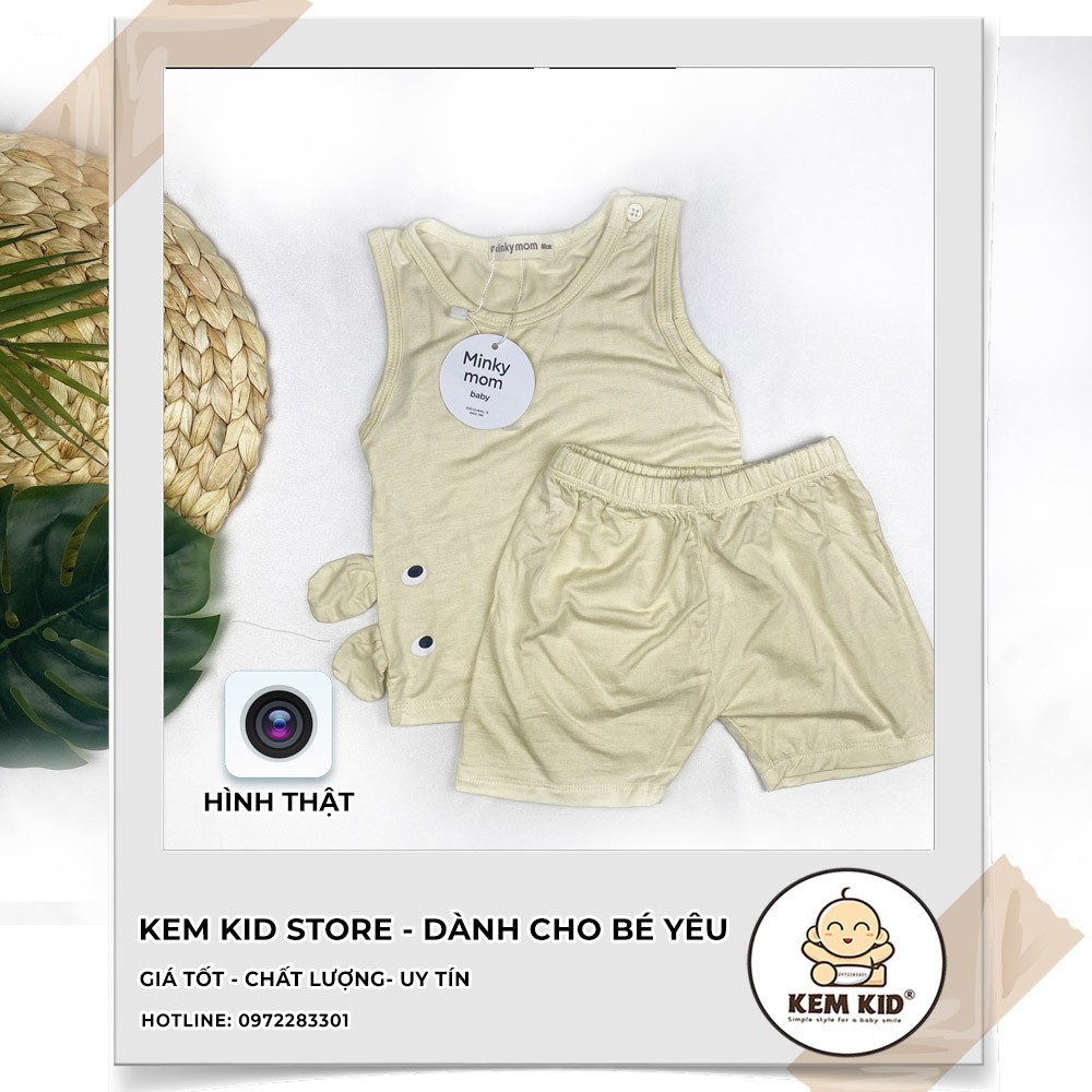 Bộ chip Minky Mom ba lỗ tai thỏ vải mát, mềm mịn thấm hút mồ hôi cho bé
