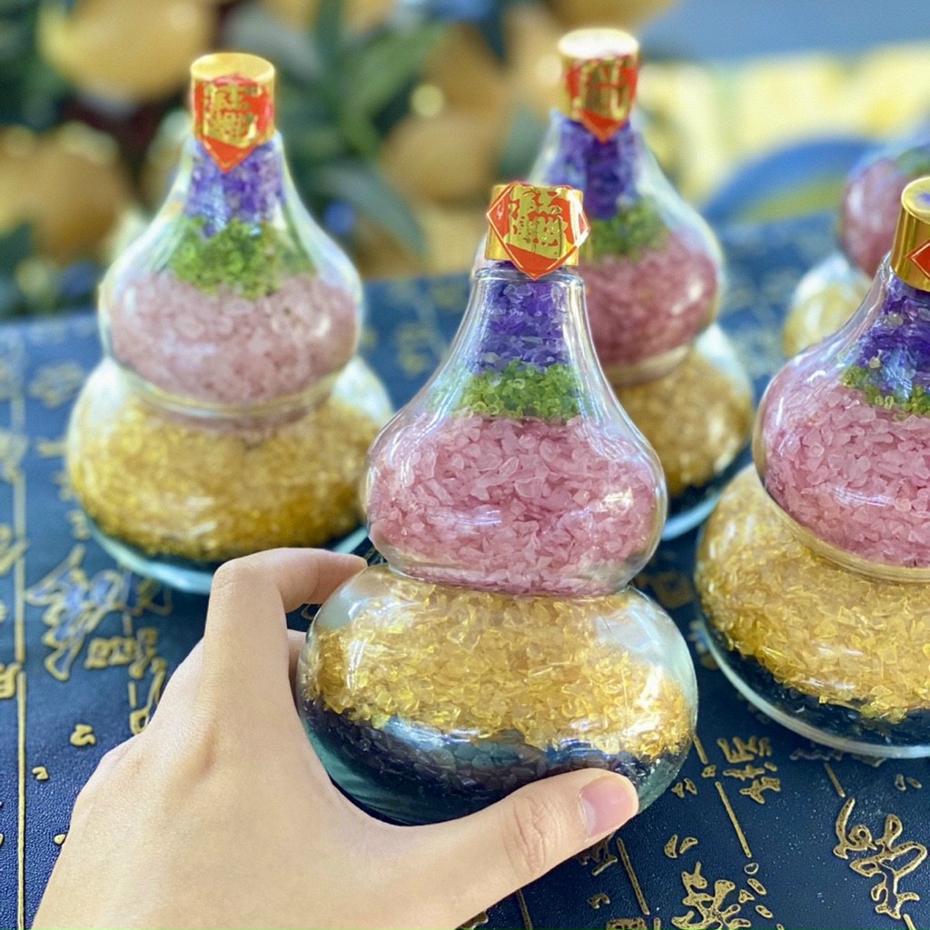 Hồ lô thủy tinh đá ngũ sắc thiên nhiên
