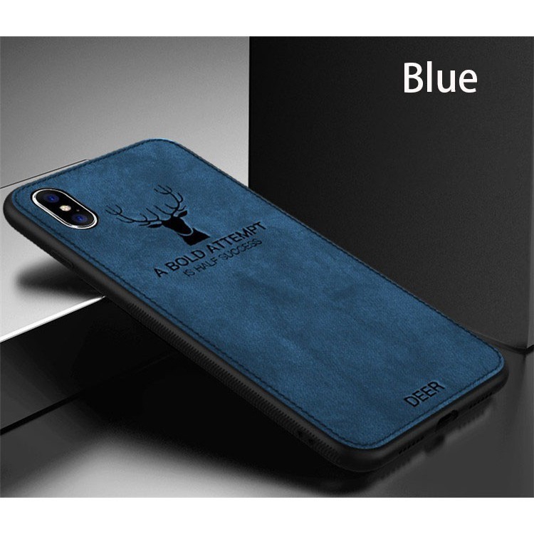 Ốp điện thoại TPU silicone dẻo phối da khắc họa tiết đầu hươu cá tính thích hợp cho iPhone XS Max XS XR X 6 6S 7 8