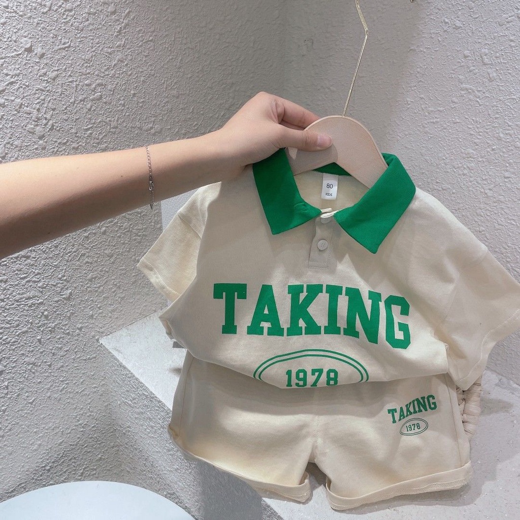 Set Áo polo Ngắn Tay In Chữ + Quần Short Thời Trang Mùa Hè Mới Cho Bé Trai