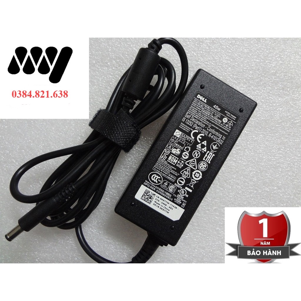 Sạc Laptop Dell 19.5V - 3.34A 65W ZIN NEW 100%, Sạc Thân Bầu / OVAL / Chữ Nhật đầu kim nhỏ/To/Khấc. Bảo hành toàn quốc