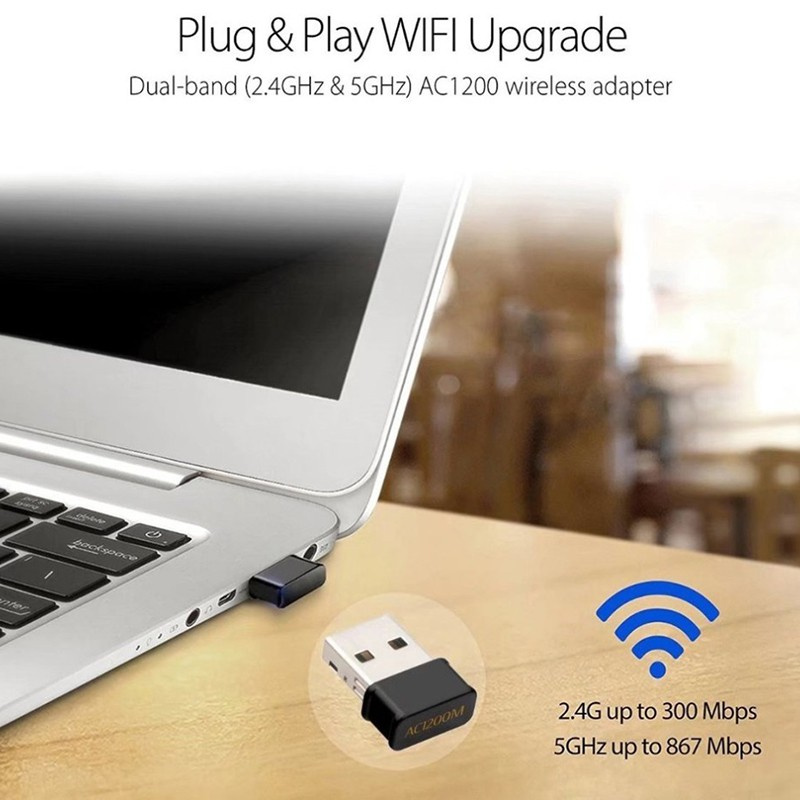 Usb Wifi Mini 802.11ac 1200mbps 2.4g & 5g Băng Tần Kép Cho Laptop