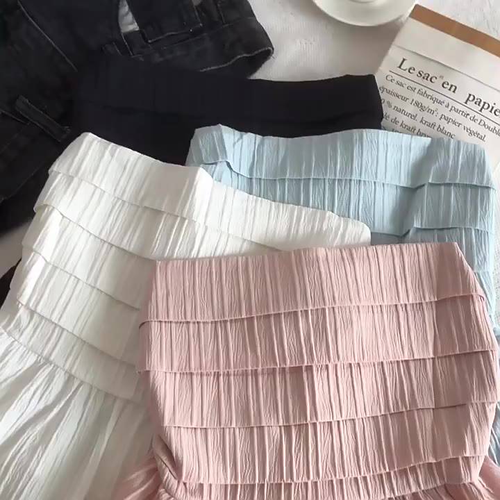 Áo Croptop Không Dây Hở Lưng RANSHI Áo Ống Dáng Xoè Xếp Ly Có Chun Co Giãn Sau Lưng - RA065 | BigBuy360 - bigbuy360.vn