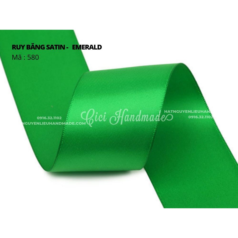 Cuộn 5M Ruy băng Satin 2 mặt màu xanh lá cây xanh neon - link 4/9 Cici Handmade ruyban gấm hoa lụa ruyban ribbon satin