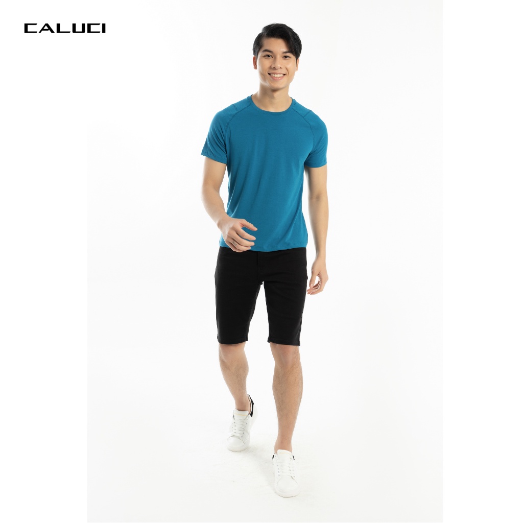 Áo thun nam CALUCI thiết kế dáng ôm vừa và tay raglan, chất liệu vải cotton mềm mại thấm hút mồ hôi, co giãn tốt MTS203S