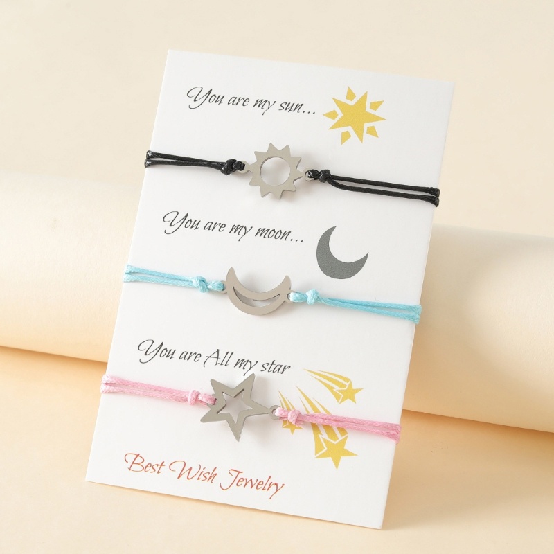 Flgo Vòng Tay Bện Dây Mặt Trời Mặt Trăng Ngôi Sao Sáng Tạo Cho Bạn Trai Bé Gái