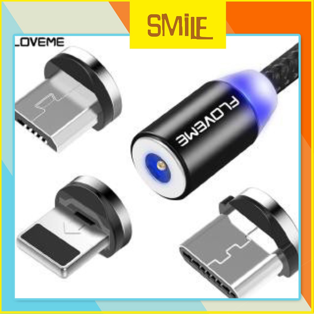 Dây Cáp Sạc Iphone  Samsung OPPO 3 Đầu nam châm Micro USB /Type C/Lightning  2A cho iOS/Android