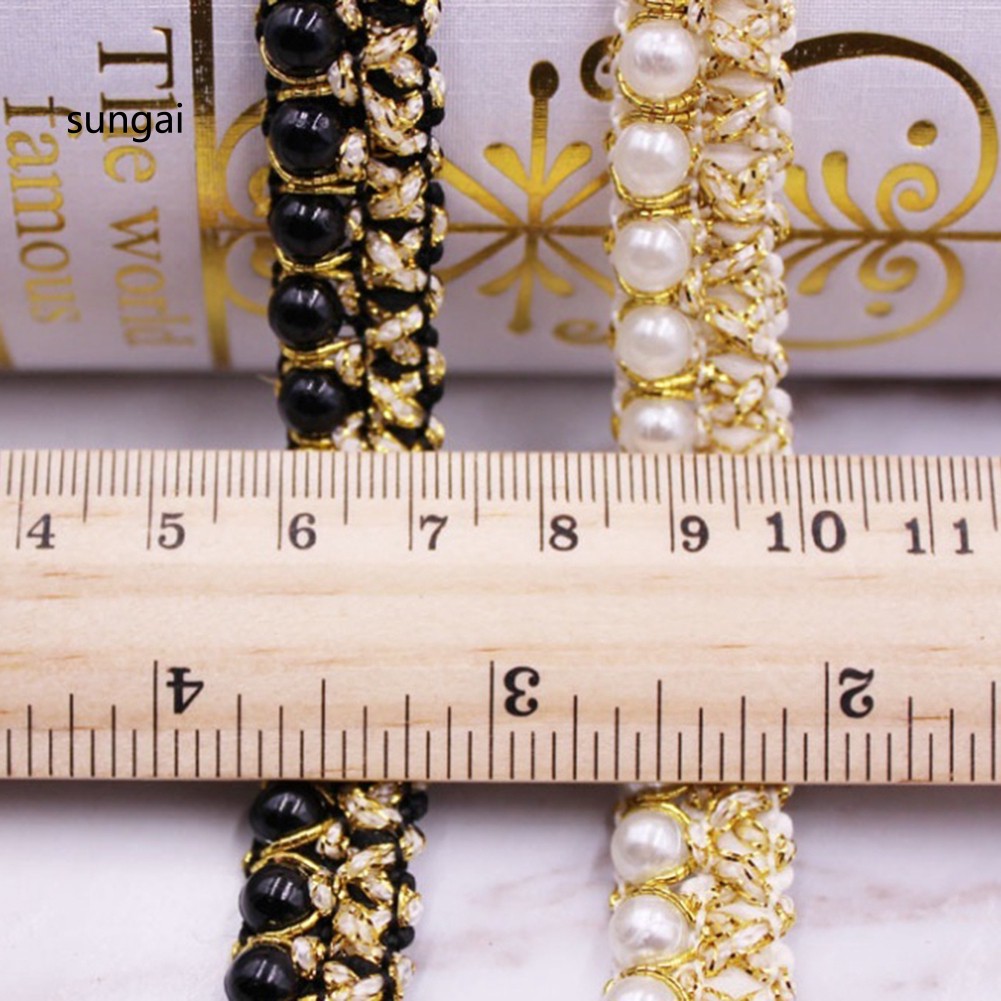 Dây ruy băng đính hạt giả ngọc trai chuyên dùng trong may vá tiện dụng