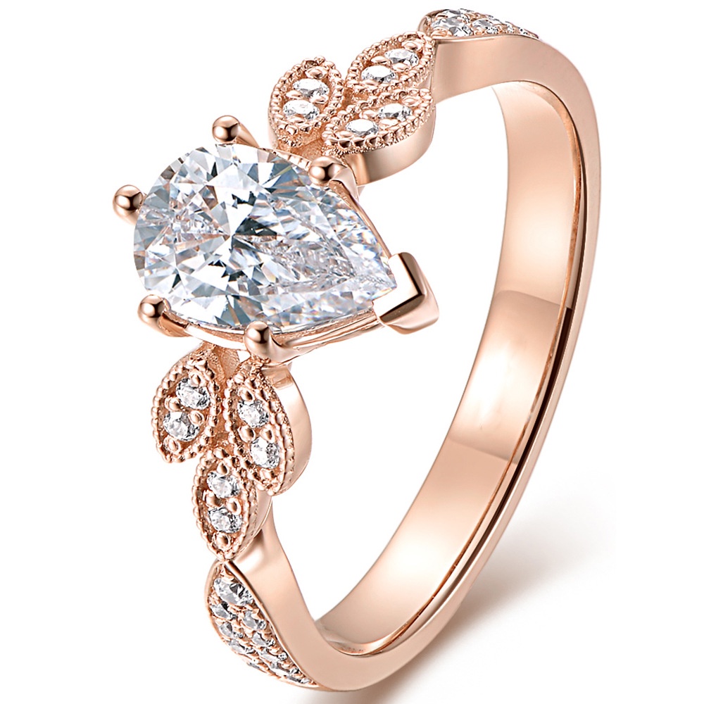Nhẫn Moissanite Hình Giọt Nước Pt950 Nhập Khẩu Mỹ Cho Nữ-JHS3-A