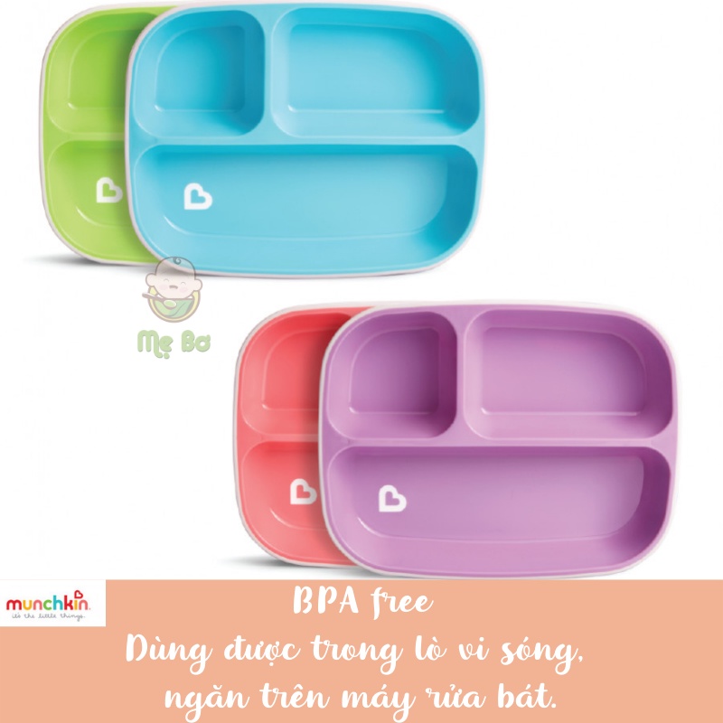 [Chính hãng] Khay/ Đĩa ăn dặm chia ngăn chống trượt cho bé ăn dặm Munchkin