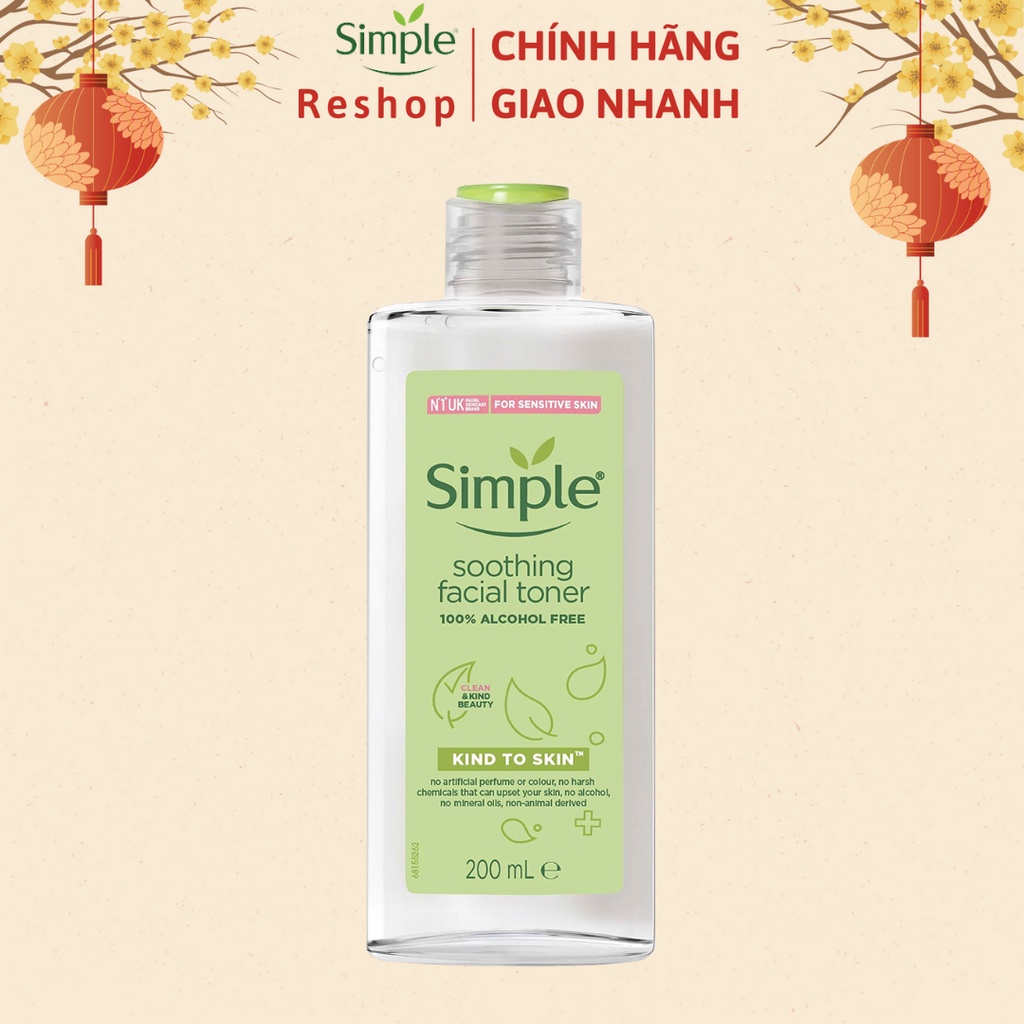 Nước Hoa Hồng Simple Cân Bằng Da Dịu Nhẹ Kind To Skin Soothing Facial Toner 200ml