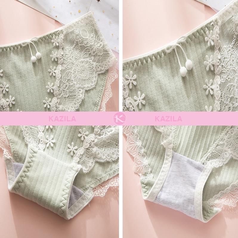 gff bg Quần lót nữ cotton cao cấp freesize phối ren hoa cute, quần lót nữ dễ thương mềm mịn thoáng k