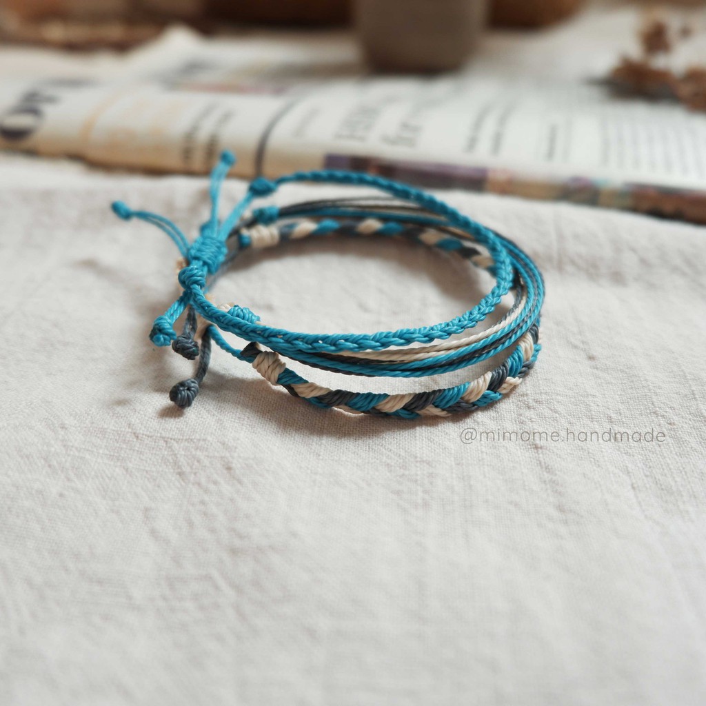 Set vòng wateproof phối màu xám xanh kem