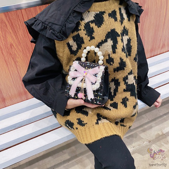 Túi Đeo Chéo Đính Nơ Và Ngọc Trai Dễ Thương Cho Bé Gái