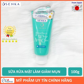Sữa Rửa Mặt Dành Cho Da Mụn Senka Perfect Whip Acne Care 100g (Xanh lá)