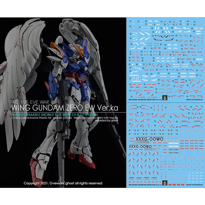 Decal Dán Trang Trí Xe Hơi GHOST MG Wing Zero Ew Ver.Ka 2.0 Chất Lượng Cao