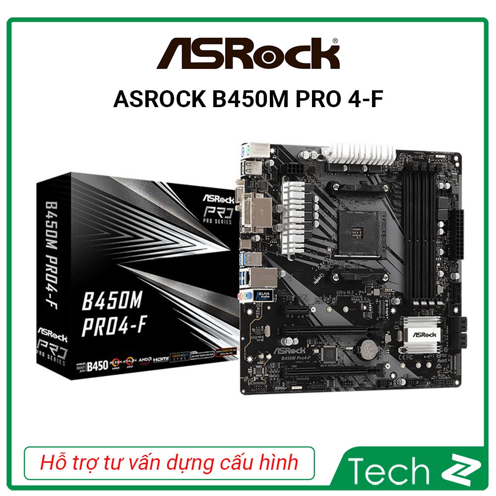 Mainboard ASROCK B450M PRO 4 F (AMD B450M, Socket AM4, m-ATX, 4 khe RAM DDR4)