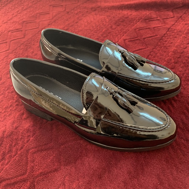 giầy lười chuông bóng trơn nam