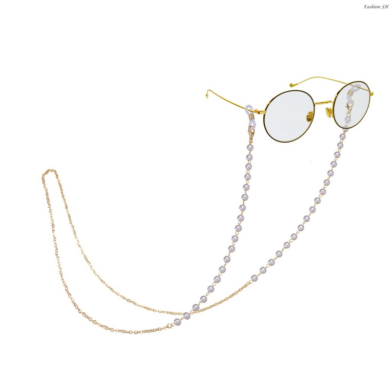 Mặt nạ đính cườm thời trang dành cho nữ với chuỗi đeo kính bằng kim loại chống thất lạc