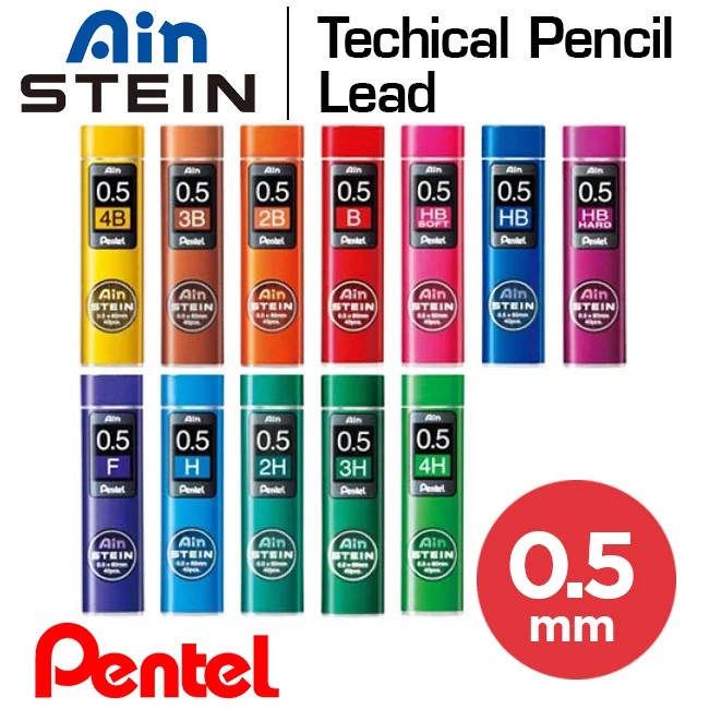 Ruột chì 0.5mm 2B,Ngòi chì Pentel Ain Stein 0.5mm 2B/3B/4B