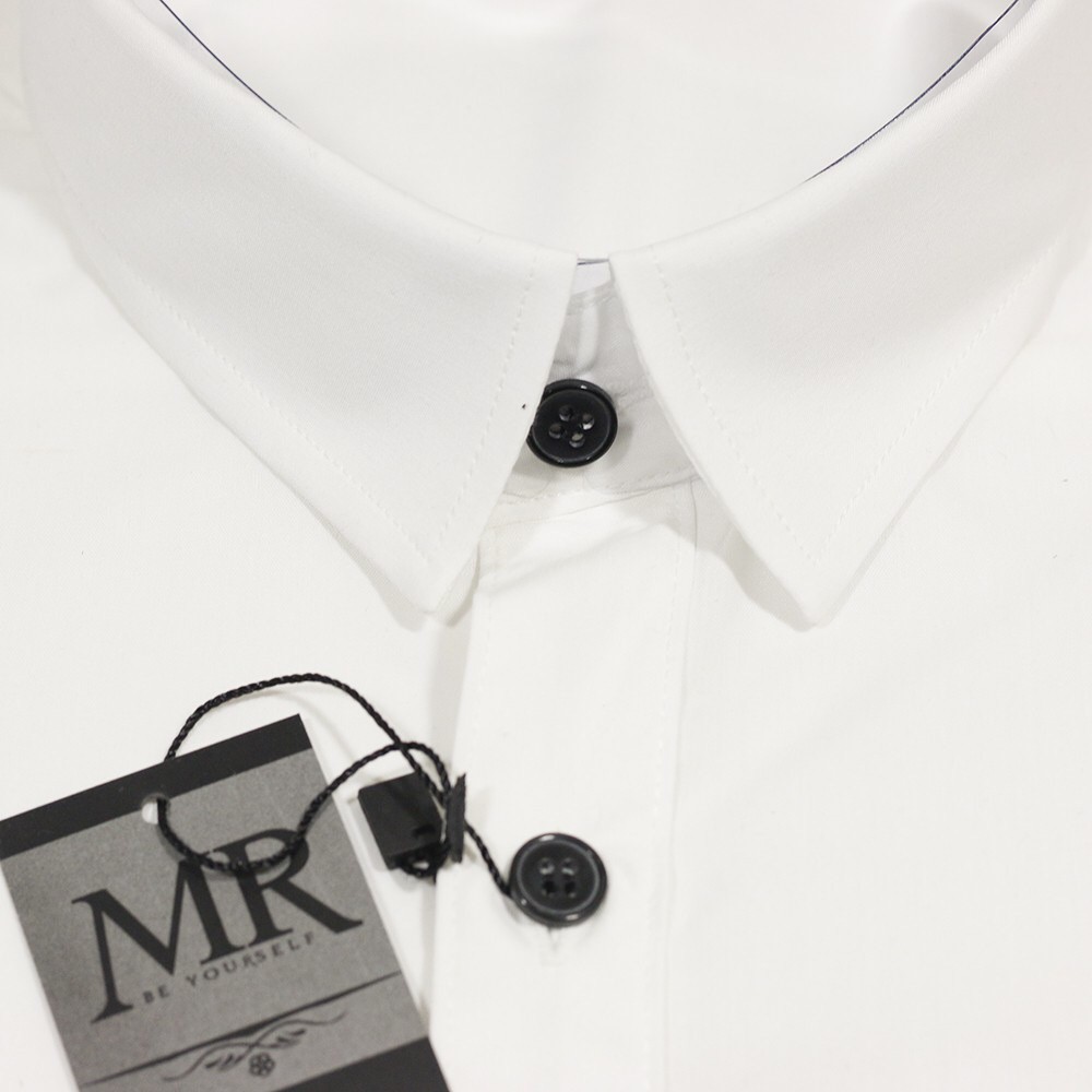 Áo sơ mi nam Trắng cúc Đen Vải lụa Thái lan, Sơ mi nam màu trắng Cúc Đen dáng ôm Body hàn quốc | BigBuy360 - bigbuy360.vn
