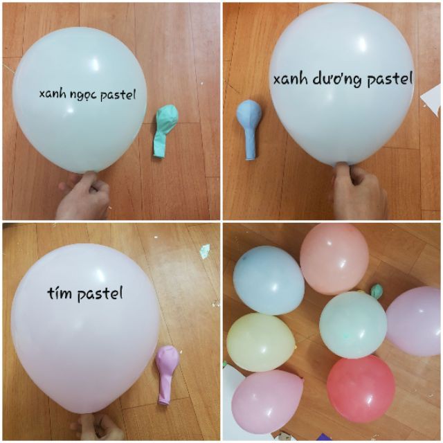 Set 100 bóng màu pastel loại dày 10 inch, có ảnh thật bảng màu