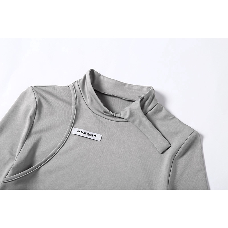 Áo croptop tay dài cổ cao ôm sát thời trang dành cho nữ | BigBuy360 - bigbuy360.vn