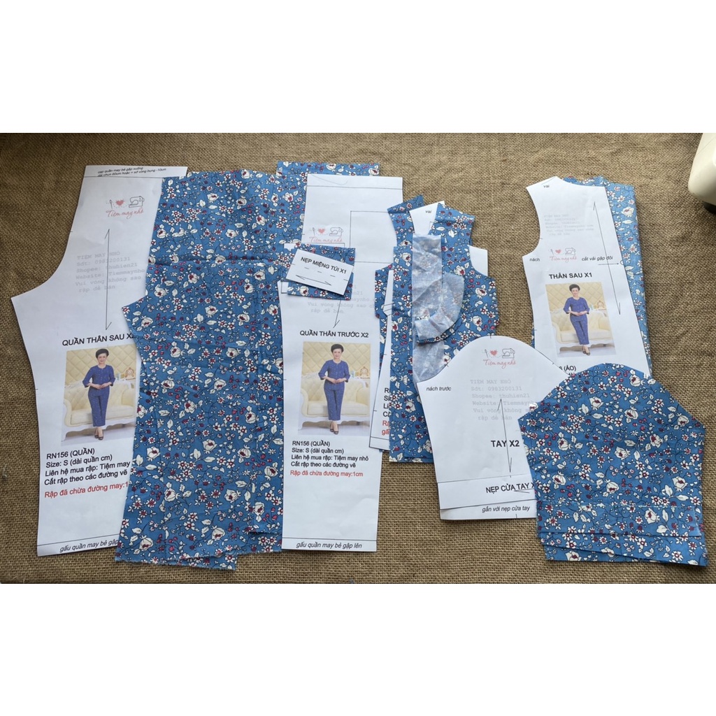 RN156_rập giấy may bộ đồ trung niên