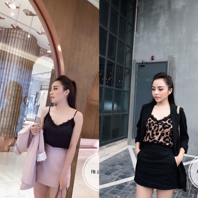 ⚡VIỀN REN⚡️ Áo 2 dây viền ren - lụa satin cao cấp 4 màu có dây tăng chỉnh