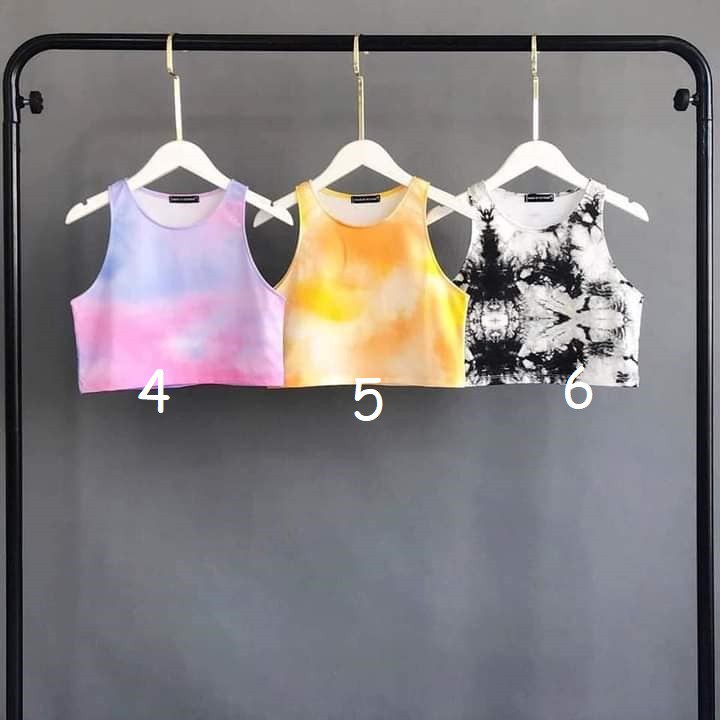 [12 MẪU] Áo ba lỗ nữ croptop bò sữa loang màu tie dye cryaotic10