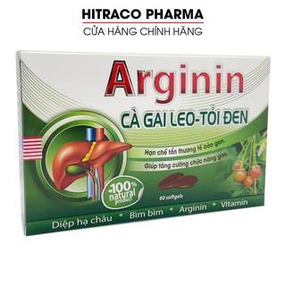 Viên uống bổ gan Arginin  giải độc gan, hạ men gan - Hộp 60 viên [Arginin Cà Gai Leo Tỏi Đen]