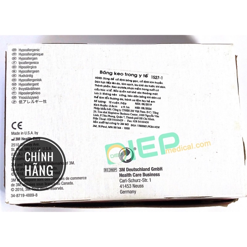 ✅ 3M TRANSPORE 1527-0  - Băng keo trong y tế 1527-0 kích thước 1.25cmx9.1m