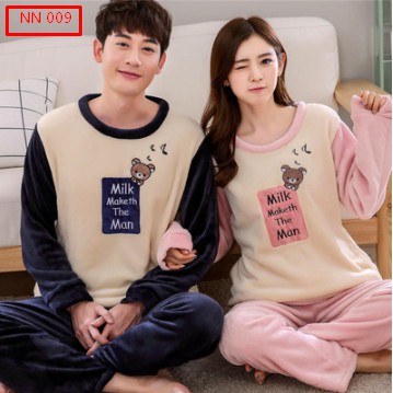 Bộ ngủ đôi nam nữ nhung mềm mịn thu đông đáng yêu dễ thương. Sét Nam Nữ. HOT ver 2