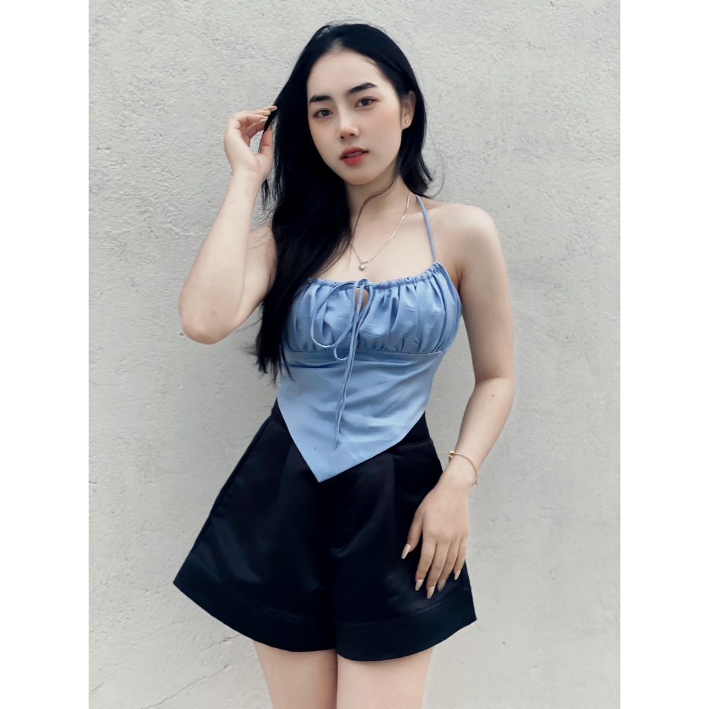 Áo Yếm CROPTOP Đan Dây Ngực Cột Nơ, Áo Yếm Tam Giác 2 Dây , 3 Màu Sang Chảnh
