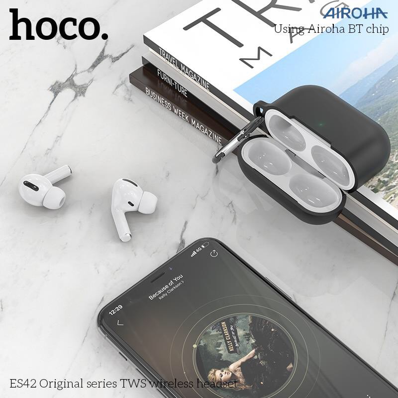 [Mã ELMS4 giảm 7% đơn 500K] Tai nghe Bluetooth Hoco ES42 (sạc ko dây,pop-up,định vị) (Chính hãng, BH 1 năm)