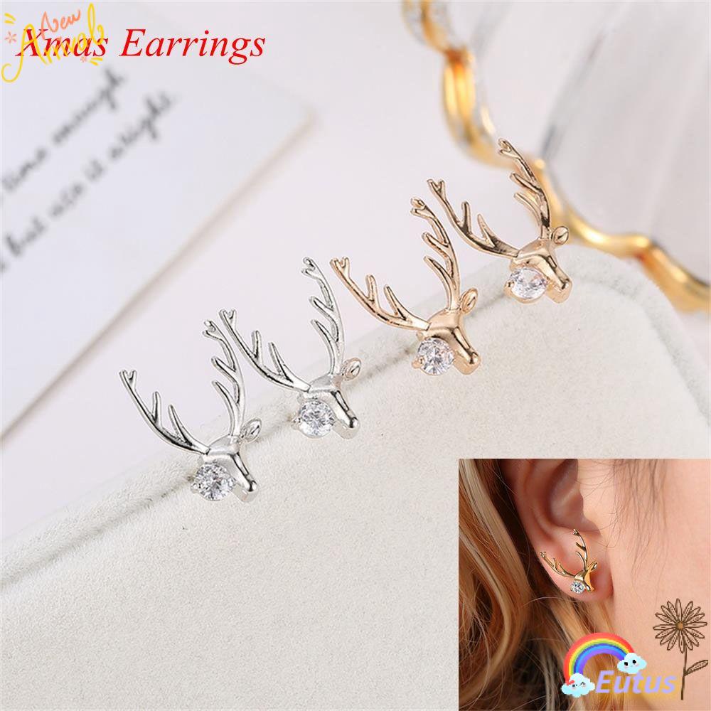 Khuyên Tai Đính Đá Zircon Phong Cách Giáng Sinh Mới Cho Nữ