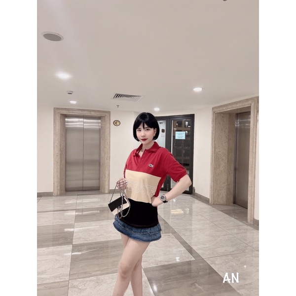 ÁO POLO CÁ SẤU PHỐI MÀU ĐỎ ĐEN