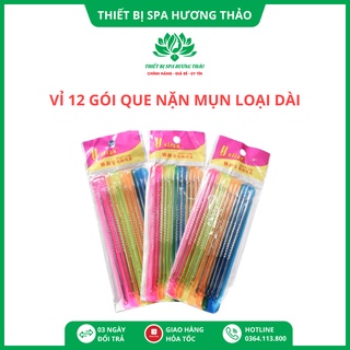 Que nặn mụn, vỉ 12 que nặn mụn loại dài cho spa, cá nhân