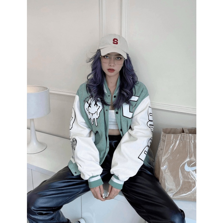 Áo Khoác Nhung Nam Nữ Form Rộng in Phối Mặt Cười Kèm Logo G Siêu Độc Đáo TP921 [NewUnisex]