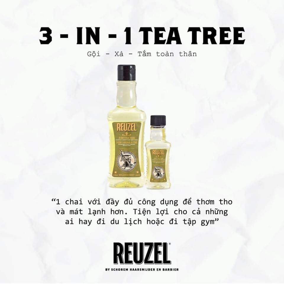 GỘI XẢ TẮM 3 TRONG 1 REUZEL 3-in-1 Tea Tree 100ML - 350ML - 1000ML
