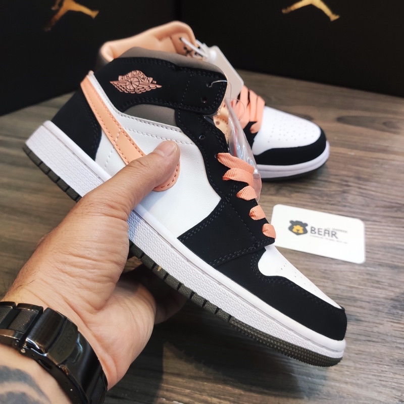 [Bear.sneaker] Giày JD1 Mid “Peach Mo cha” bản SC (Da xịn-form chuẩn-dày dặn)