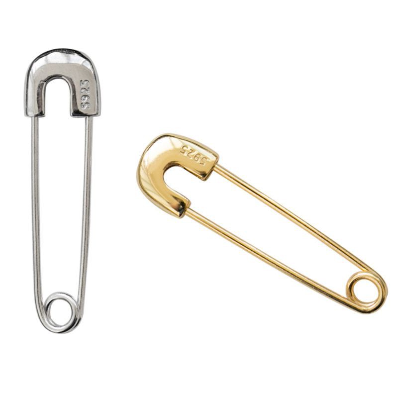 Đôi bông tai hình ghim băng mạ bạc cá tính thời trang