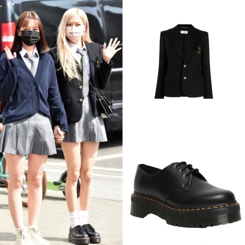 Dr. Martens giày nữ/ nam 25567001 BLACK 1461 QUAD SMOOTH
