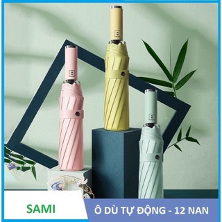 Ô dù 12 Nan đóng mở tự động 2 lớp chống tia UV, Ô che mưa đi nắng phiên bản cao cấp